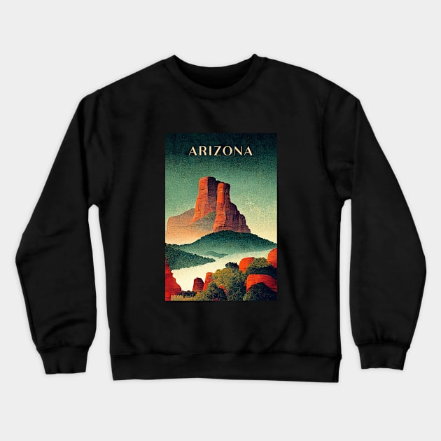 Arizona Retro Travel Crewneck Sweatshirt by Retro Travel Design